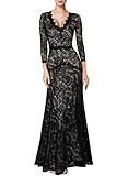 maxikleid spitze langarm Perfekt für Party, Karneval, Formeller Abend und festliche Anlässe(Hochzeit).