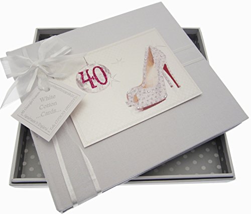 White Cotton Cards 40th Birthday Guest Book Glitter Ball and Shoes