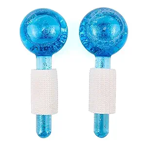 BE MALL 2pcs Ice Roller Globes for Face and Eyes, Facial Cooling Massage Balls Energy Beauty Crystal Ice Roller Cooling Skin Massager for Redness Soothing Relief,(2 pcs SET) (Multi-color)