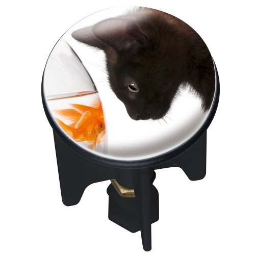 Wenko 20717100 Waschbeckenstöpsel Pluggy Cat Abfluss Stopfen, Messing, Kunststoff, Durchmesser 3.9 x 6.5 - 9.5 cm