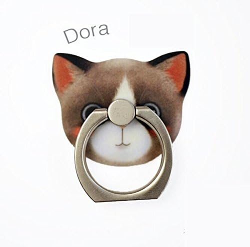KRY Cute Cat Rotating Metal Finger Grip Ring Holder Stand Suitable For Any Mobile Phones with Car Phone Holder (light brown)