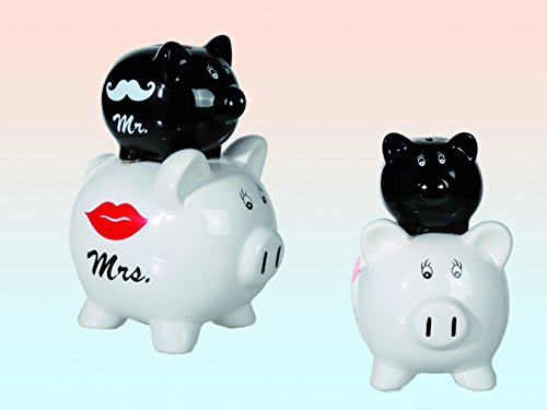 Hochzeitsspardose Spardose " Mr & Mrs Double Piggy" aus Keramik