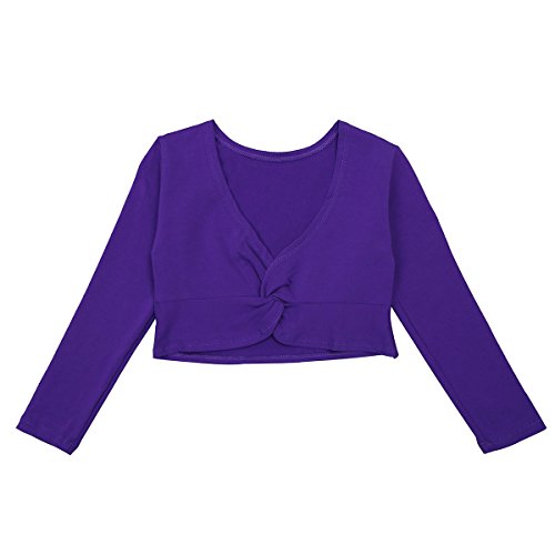 CHICTRY Kids Girls Knitted Ballet Crossover Cardigan Ages 3-12 Dance Wrap Over Clothes Z Purple Knotted 5-6 Years