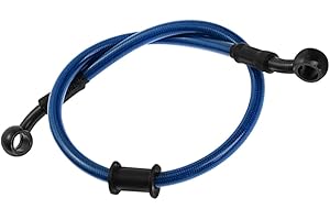 MOCNT 120cm Tuyau d'Huile de Moto, Embrayage et Frein Motocross en Acier Tressé - Durite Hydraulique Renforcée, Carburant Flexibles, Tube Bleu