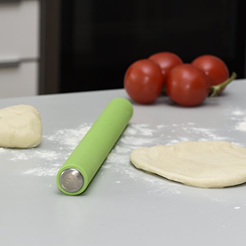 TreeBox Premium Silikon Teigrolle mit Edelstahlkern | Teigroller | Nudelholz | Für alle Teigarten und Fondant geeignet | Antihaft | Spülmaschinen- und Tiefkühlgeeignet | 36 cm lang | 3 cm Ø - 4
