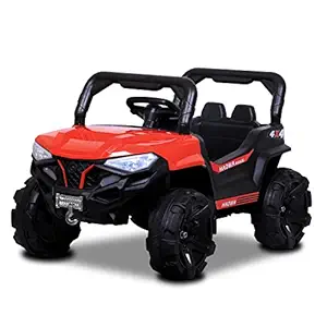 GettBoles 1688 Electric Ride on Car for Kids with Double Motor, Swing, Music, Led Lights and 2X6v4ah Battery Operated Jeep for 1 to 4 Year Kid (Red)