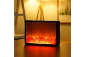 RAAXOLA 30cmx21cmx7.8cm Piccola e accogliente lanterna da camino tradizionale realistica legna da ardere effetto fiamma a LED lampada da tavolo in stile antracite a LED per uso interno ed esterno
