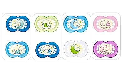 Mam Sucette Nuit, à Partir de 6 Mois, Silicone, Lot de 2 Sucettes en Boîte de Stérilisation - Coloris aléatoire