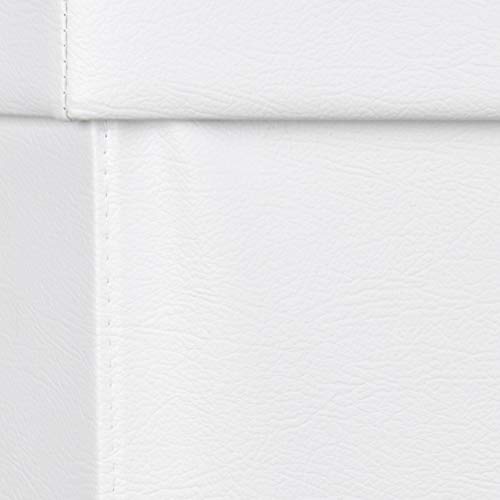 Relaxdays Faltbarer Sitzhocker sechseckig mit Stauraum und Deckel zum Abnehmen HBT: 38 x 42 x 42 cm Sitzwürfel aus Kunstleder Hocker zum Falten und Verstauen Sitzbank und Sitzgelegenheit, weiß - 6