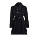 Produktbild URSING Damen Winter Jacke Elegant Slim Fit Winterparka Dicker Parka Mantel Lange Winter Outwear Wintermantel Warm Gefüttert Revers Lange Ärmel Wollmantel Übergangsmantel Zweireihig(Schwarz,S)