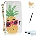 Produktbild Huawei P20 Lite Handyhülle,Huawei P20 Lite Hülle,TOUCASA Brieftasche flip PU leder ledercase magnet leder klappbar Hülle etui tasche 360 grad Karte Halterung Kartenfächer extra Dünn Klapphülle [3D Glitter Surface] Hidden Magnetic Closure [Life Time Warranty] für Huawei P20 Lite-Ananas+ Gratis Touch Stylus Pen & Staubstecker
