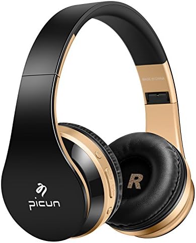 Sound Intone P16 Foldable Wireless Bluetooth Headphones Headset Low Bass Noise Cancellation, 30hours Standby Time TF Card, for Game Gymnastic Riding Compatible with Phones Pad Computers (Black&amp;gold)