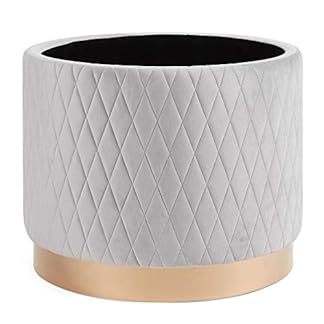 Beautify Gesteppter Aufbewahrungshocker - Grauer Samt Rund Ottomane