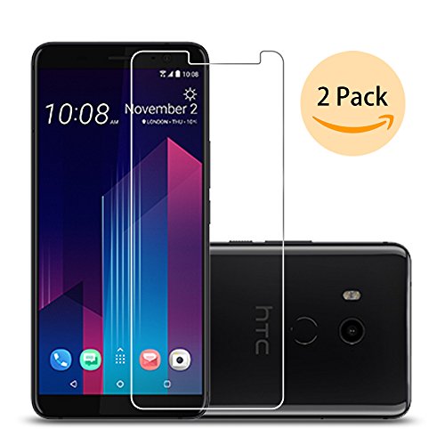 HTC U11 Plus Screen Protector,Ecoye 2-pack Premium Tempered Glass Screen Protectors for HTC U11 Plus with 2.5D round edge 9H Hardness anti-Scratch Oleophobic coating anti-fingerprint