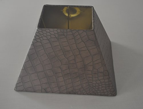 Designer Lampenschirm Kaiman Optik Kunst Leder rechteckig konische Form Braun - 4