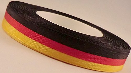 SCHLEIFENBAND 25m x 15mm Ordensband Fanband SCHWARZ ROT GOLD Dekoband DEUTSCHLAND