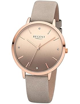 Regent Damen-Armbanduhr Fashion Analog Leder-Armband grau Quarz-Uhr Ziffernblatt rosa braun grau URBA370
