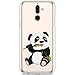 Price comparison product image Robinsoni Case Compatible with Nokia 7 Plus Soft Silicone TPU Case Glossy Gel Rubber Cover Ultra Soft Flexible Transparent Crystal Flowers Case Ultra Thin Glitter Case,Panda Bamboo