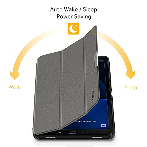 Samsung Galaxy Tab A (2016) 10.1 Hülle, EasyAcc Samsung Galaxy Tab A 10.1 T580N/ T585N Case Schutzhülle Hochwertiges PU Leder Etui – mit Automatischem Schlaf Funktion und Standfunktion (Grau, Kunstleder, Ultra Dünn) - 3