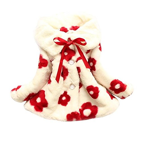 Arrowhunt Baby Girls Floral Long Sleeve Cotton Padded Warm Coat Red