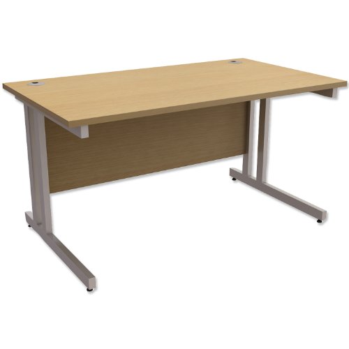 Trexus Contract Plus Cantilever Desk Rectangular Silver Legs W1400xD800xH725mm Oak