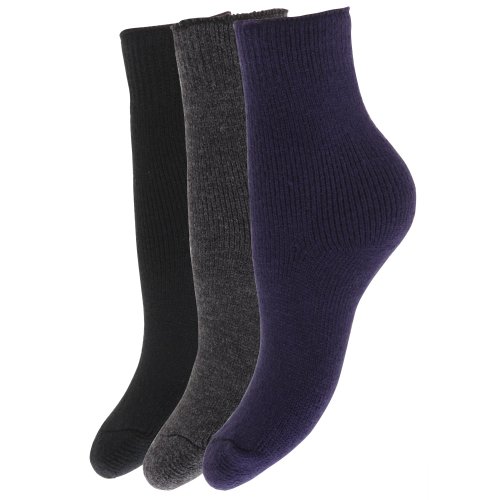 Floso - Calcetines de invierno térmicos para niño/niña/chico/chica Unisex (Pack de 3 pares de calcetines) (13+ años, 37-39 EUR) (Negro/Gris/Azul marino)