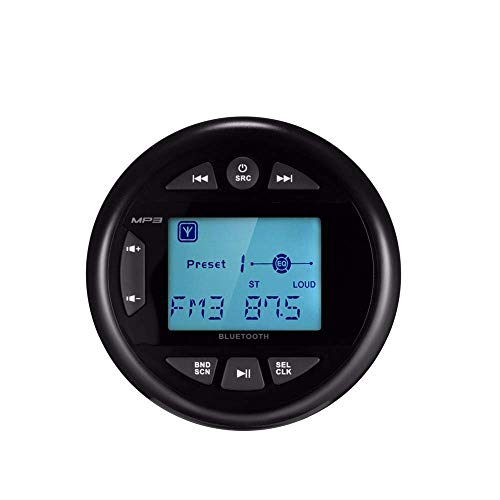 Herdio Récepteur de Jauge Marine Etanche, Lecteur MP3 Multimédia, avec Diffusion Audio, Ecran Positif 6,3 cm, Radio FM AM pour Bateau, ATV, UTV, Spa