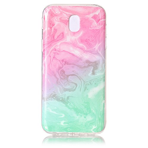 Samsung Galaxy J5 2017 Case ,Samsung Galaxy J530 Marble Case , Cozy Hut Soft Back Cover for Samsung Galaxy J5 2017 / SM-J530 Silicone Case Ultra Thin Anti-Scratch Shock Proof Silicone Rubber TPU Bumper Protective Back Case Cover with Cool Marble Stone Print Pattern for Samsung Galaxy J5 2017 / SM-J530 - Pink green marble