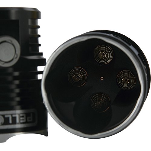 Pellor 7x CREE XM-L T6 LED 8000 Lm Super Hell Outdoor LED Beleuchtung Taschenlampe Reisen Camping Lampe Beleuchtung 3 Modus 8000 Lumen mit Komplett-Set inkl. 4×18650 Akku und Ladegerät (Schwarz) - 7