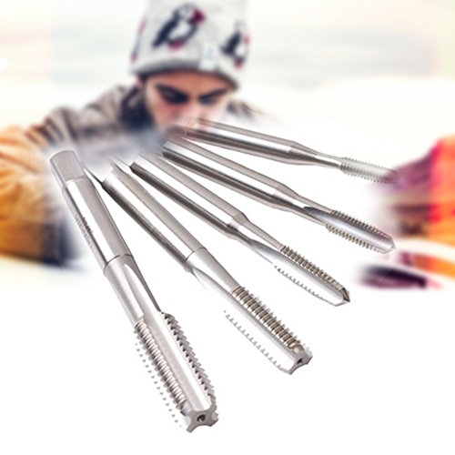 JTENG 5 teilig HSS Gewindebohrer Set Handgewindebohrer Satz Schälanschnitt Metrisch Bohrer Schraube Senker Werkzeuge Bohrer-Bit Set Handschraube Gewinde metrischer Stecker M3-M8