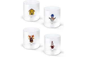 WD Lifestyle - Set 4 Bicchieri in Vetro Borosilicato 250ml con Decorazione Natalizia Interna (WD566NAT4)