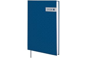 Finocam – Agenda 2026 1 Jour par page | Janvier – Décembre (12 mois) | Agenda annuel 2026 avec signet en ruban tissé | Couverture rigide Porto – Bleu – International