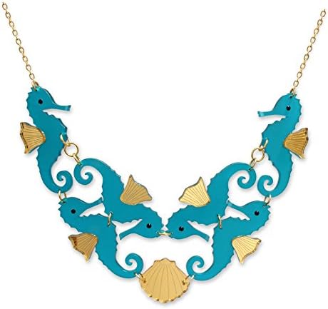 Little Moose Laser-Cut Perspex Seahorse Statement Collar Necklace