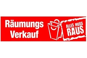 AGENTUR WERNER KUHLINS Aufkleber "Räumungsverkauf Alles muss raus" für Schaufenster - Bekleidungsgeschäft, Einzelhandel uvm.