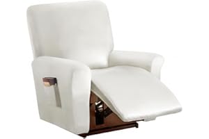 Highdi Stretchhusse für Relaxsessel Komplett Sesselschoner, Stretch Relaxsessel Bezüge 1 Stück - Einfarbig PU-Ledergewebe Elastisch Sesselbezug für Fernsehsessel Liege Sessel (Weiß)