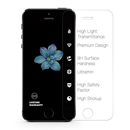iPhone SE Screen protector YOSH [2 Pack] iPhone se 5s 5 5c Premium Tempered Glass Screen Protector, 9H Hardness and Easy Bubble-Free Installation Anti-Fingerprints