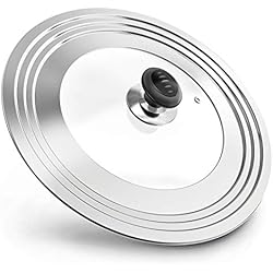 Magicfly Couvercle Universel Convenant aux Casseroles Poêles en Acier Inoxydable et Verre Trempé, Trou Vapeur Multi-Tailles Diamètre de 20 à 32 cm