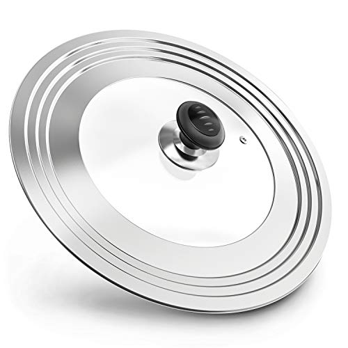 Magicfly Couvercle Universel Convenant aux Casseroles Poêles en Acier Inoxydable et Verre Trempé, Trou Vapeur Multi-Tailles Diamètre de 20 à 32 cm