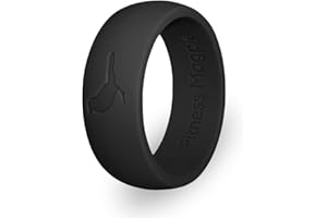 FITNESS MAGPIE Comfortable Mens Silicone Ring, Modern Wedding Rings for Men, Hypoallergenic, Breathable, Non-Toxic, Flexible and Safe for Your Fingers, Outdoor Activities, Sports and Extreme Adventures. Black.