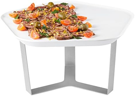 Rosseto SM270 Forme Melamine Tray and 7" Riser Set, Polygon, White (Pack of 2)