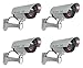 Price comparison product image Phot-R 4x Outdoor Indoor Fake Imitation IR CCTV Blinking LED Flashing Light Surveillance Security Dummy Bullet Camera with Warning Sticker- Silver