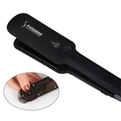 Infrared Steam Hair Straightener Wide Plate  Professional Salon Flat Iron Ceramic Hair Straighteners With Digital LCD Display  Dual Voltage Fast Heat With Heat Insulation Protection Glove Black