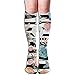Produktbild Pillowcase shop SOFT BREEZE FLOWERS BLACK AND WHITE STRIPES Women Tube Knee Thigh High Stockings Cosplay Socks 50cm (19.6 inch)