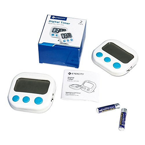 Etekcity 2er Digitaler Küchentimer mit Stoppuhr und Großem LCD-Display, Lautstärkeregelung, Inkl. Batterien, Weiß - 7