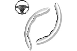 WAMBERE 2 Stück Auto Lenkradhüllen Lenkrad Abdeckung,Carbon Universal Lenkradhülle Lenkradabdeckung,segmentierter Lenkradschutz, Anti-Rutsch und langlebig für Lenkräder jeder Größe,Weiß