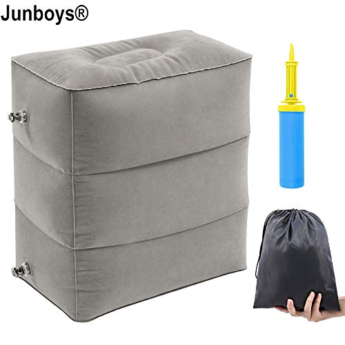 Preisvergleich Produktbild Aufblasbare Fußstütze, Hocker, für Camping, auf Reisen, im Flugzeug, Venenkissen, tragbar, höhenverstellbar, für Kinder und Erwachsene, inkl. Luftpumpe, grau