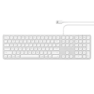 Satechi Aluminum USB Wired Keyboard with Numeric Keypad - Compatible with iMac Pro, iMac, 2018 Mac Mini, 2018 MacBook Pro/Air and MacOS Devices (English, Silver)