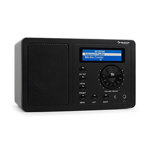 Preisvergleich Produktbild auna • IR-130 BK • Internetradio • Digitalradio • WLAN-Radio • Breitbandlautsprecher • Streamen • über 8000 Internetradio-Stationen • Line-Ausgang • Uhrzeitanzeige • Weckfunktion • Wetteranzeige • Verbindungsspeicher • LCD-Display • Hochglanz-Oberfläche • schwarz