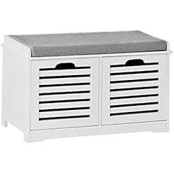 SoBuy® FSR23-K-W Banc de Rangement avec coussin rembourré et 2 cubes