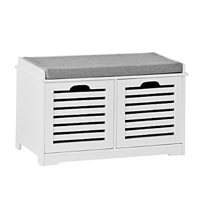 SoBuy® FSR23-K-W Banc de Rangement avec coussin rembourré et 2 cubes